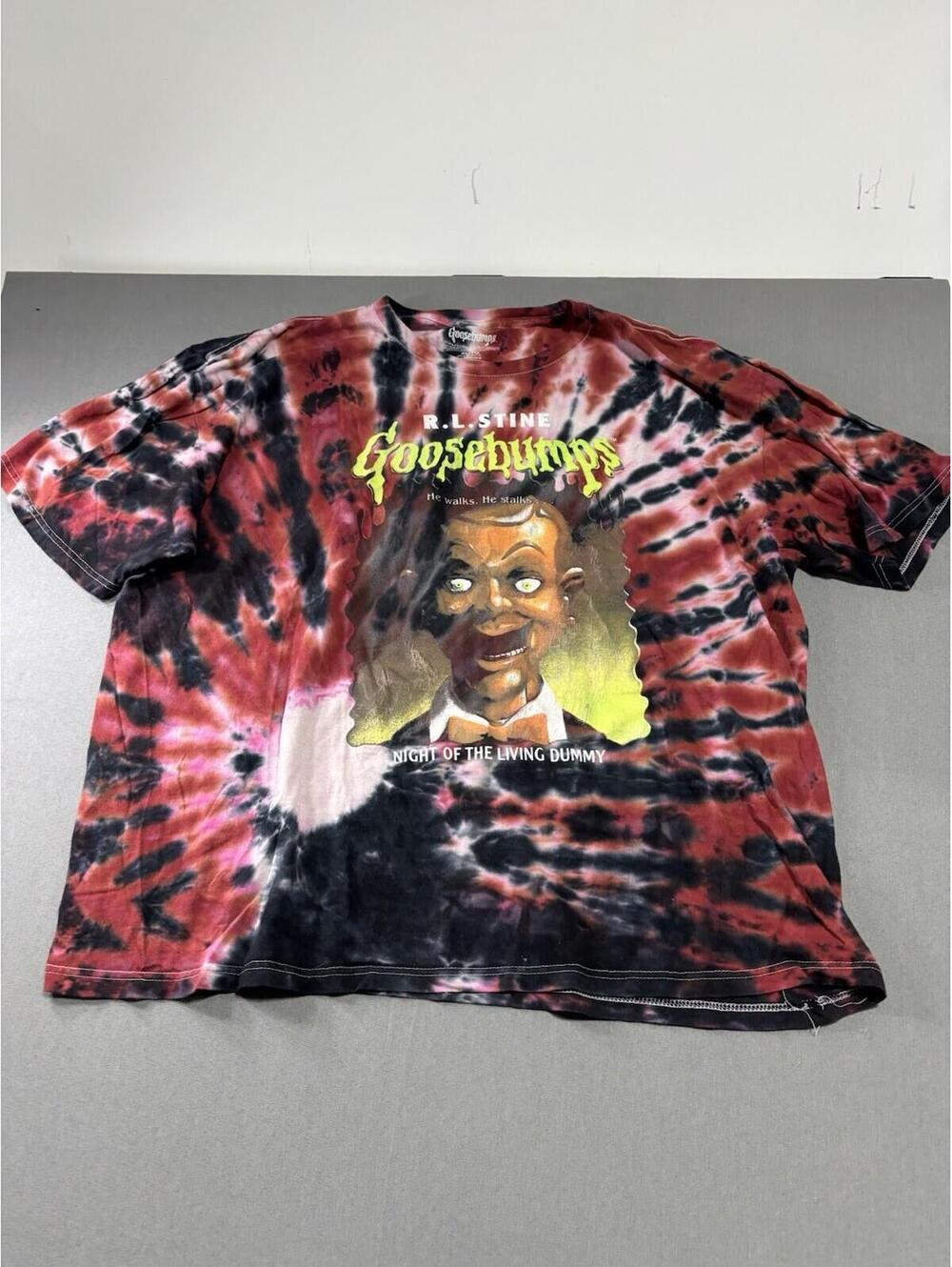 Goosebumps Night of the Living Dummy T-Shirt XL Red Tie-Dye RL Stine Horror